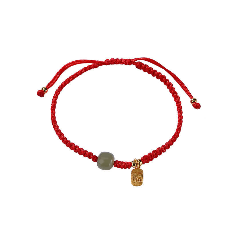 Carmiora 925 Sterling Silber Hetian Jade Segen Reichtum rote Schnur Armband