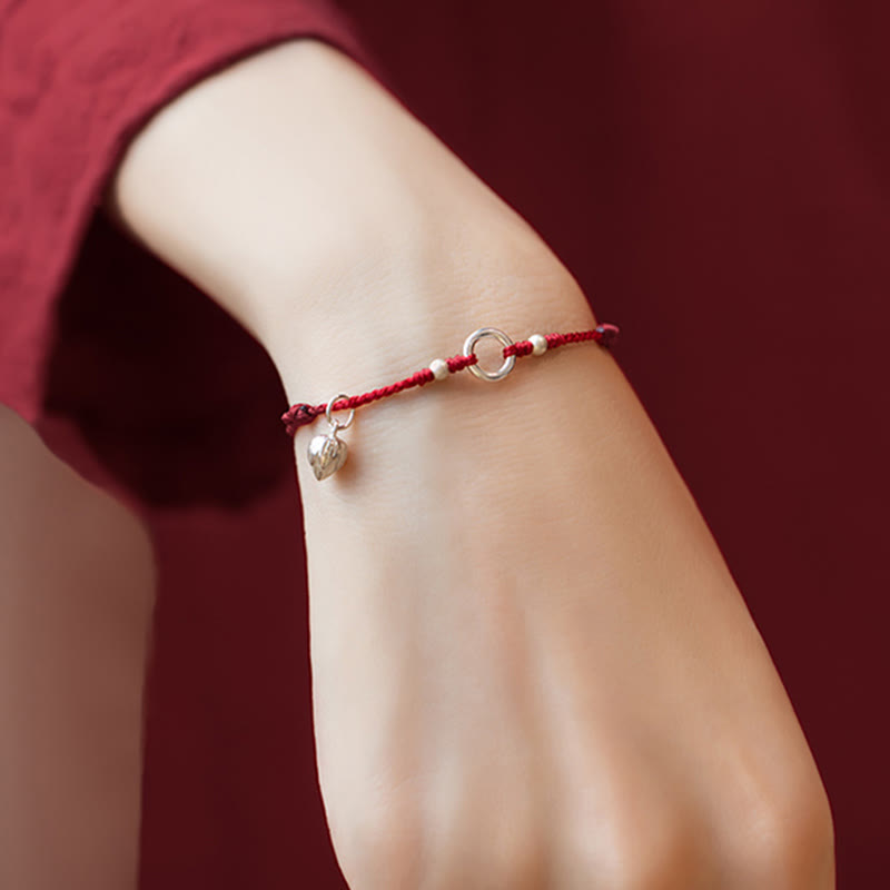 Carmiora Armband aus 925er-Sterlingsilber, Glück, Glück, Frieden, Freude, Lotus, Frieden, Schnalle, rote Schnur