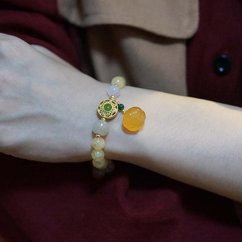 Carmiora natürliches Citrin-Jade-Blessing-Glücks-Kürbis-Charm-Armband