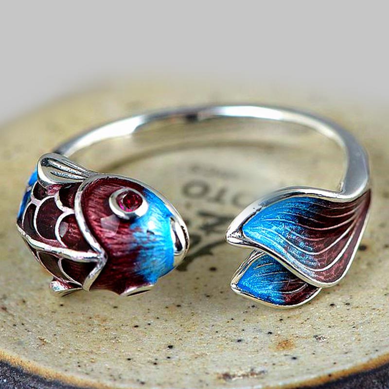 Carmiora Koi Fisch Weißer Kupfer Balance Ring