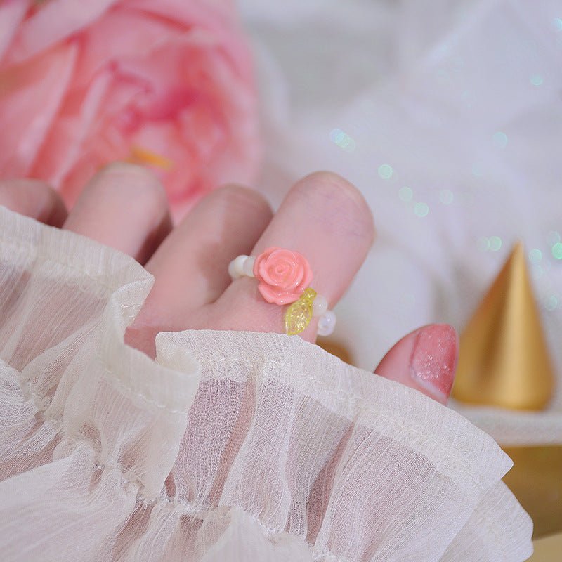 Perlenring (Rose/Schmetterling)