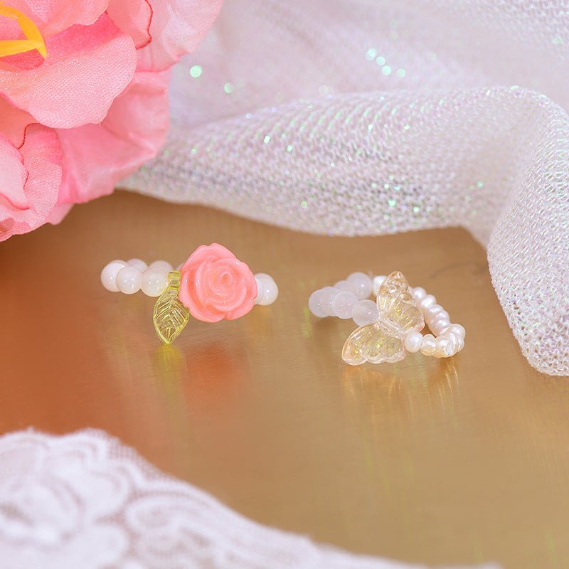 Perlenring (Rose/Schmetterling)