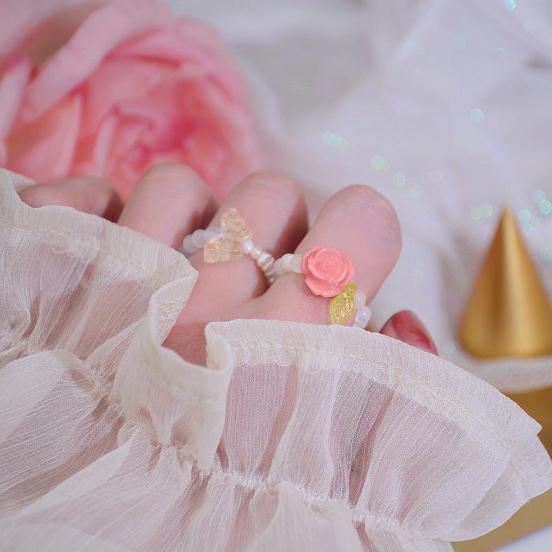 Perlenring (Rose/Schmetterling)