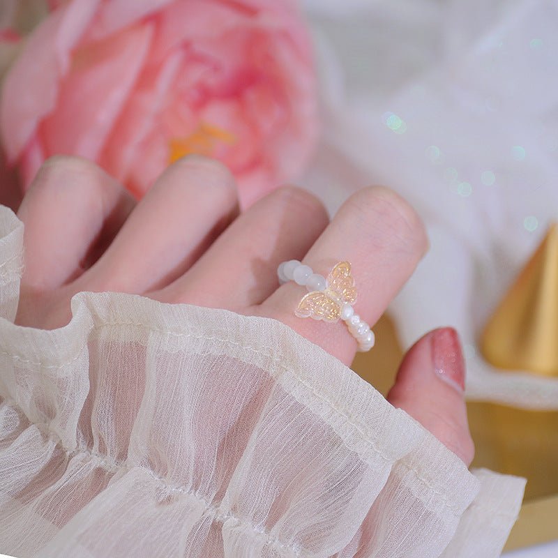 Perlenring (Rose/Schmetterling)