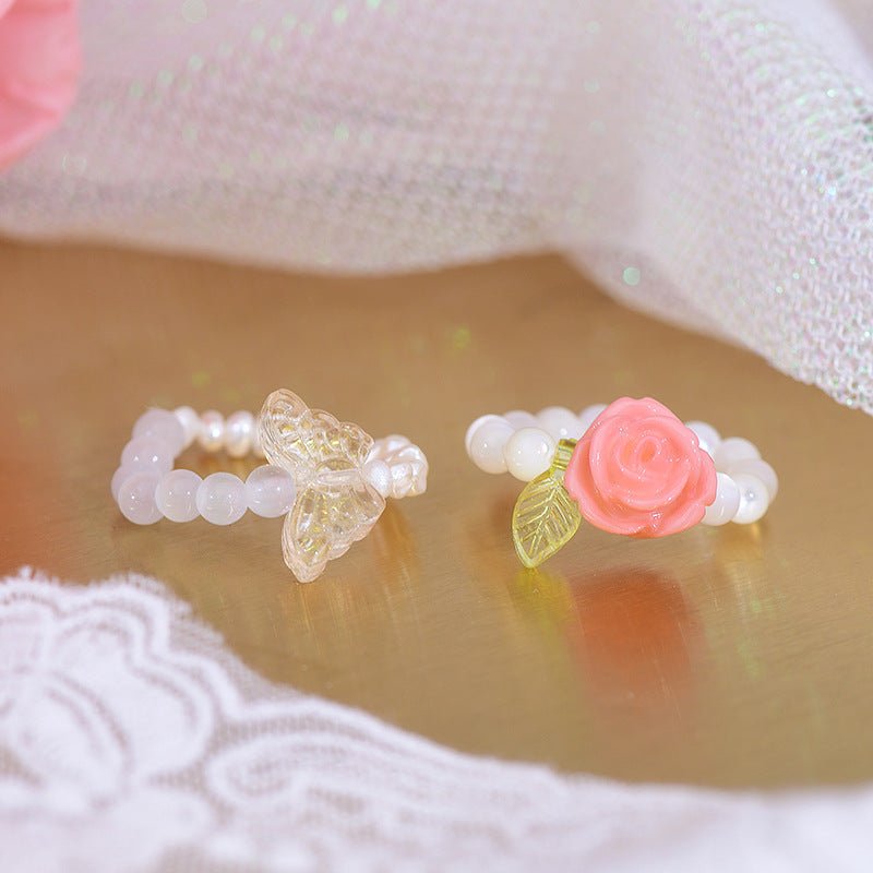 Perlenring (Rose/Schmetterling)