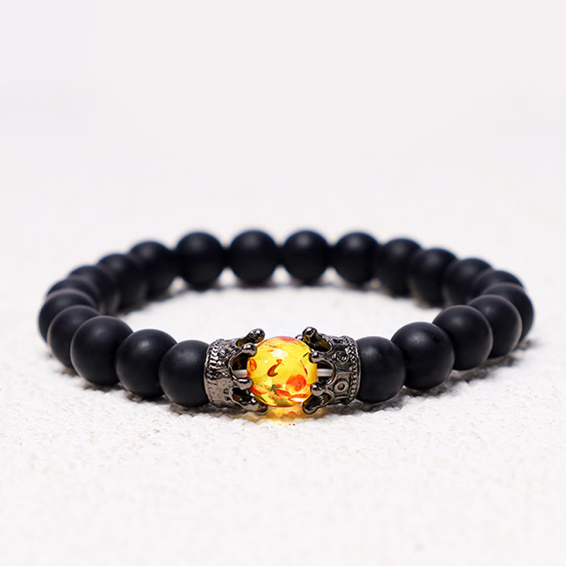 Carmiora Naturstein King&Queen Crown Healing Energy Beads Paar Armband