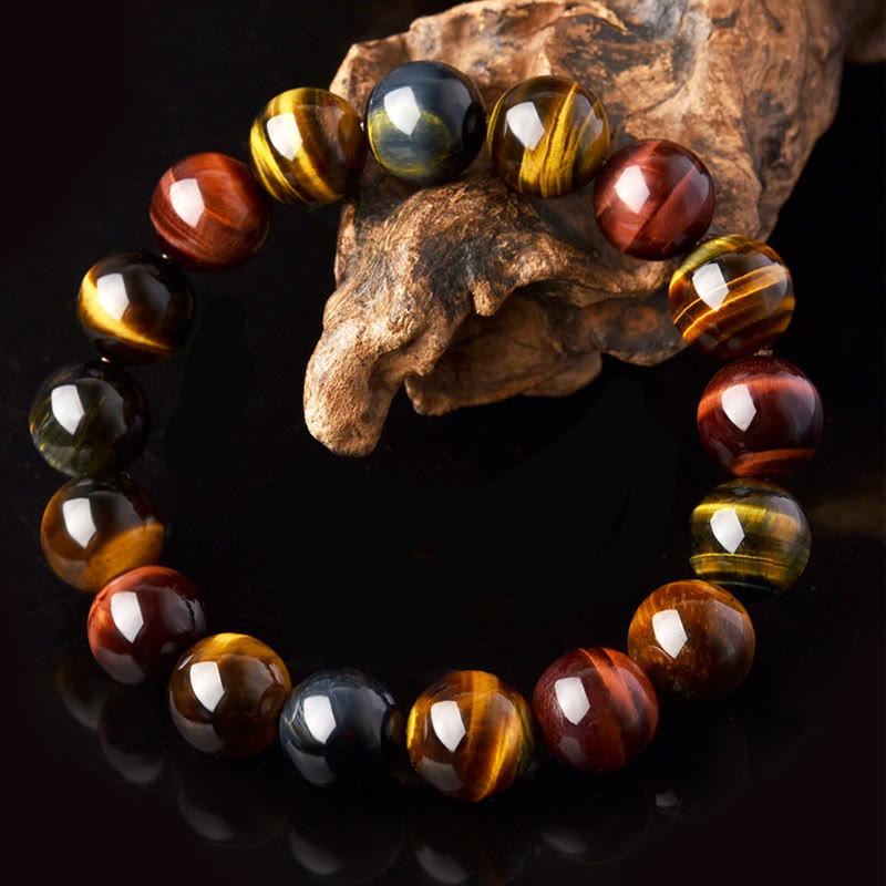 Carmiora Natürliches Tigerauge-Positive-Schutz-Armband