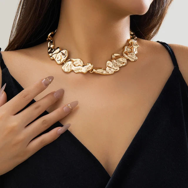 Chunky Choker - Fashion Statement Luxus Halskette in Gold & Silber