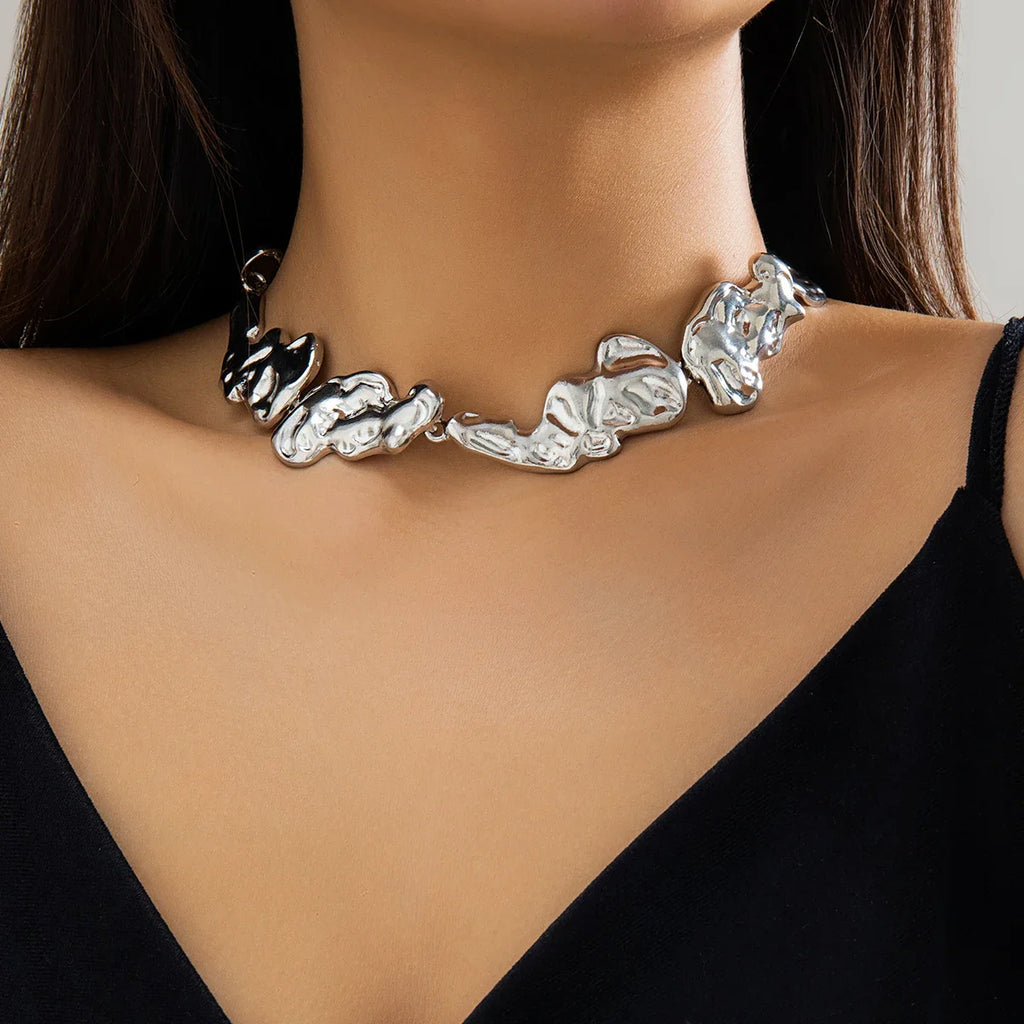 Chunky Choker - Fashion Statement Luxus Halskette in Gold & Silber