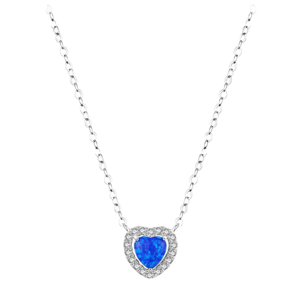 Blaue Herz Halskette - Azure Halo Herz Charm Halskette