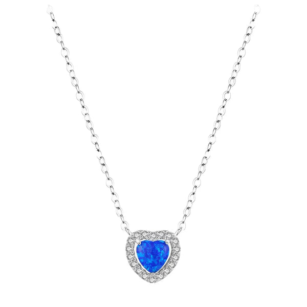 Blaue Herz Halskette - Azure Halo Herz Charm Halskette