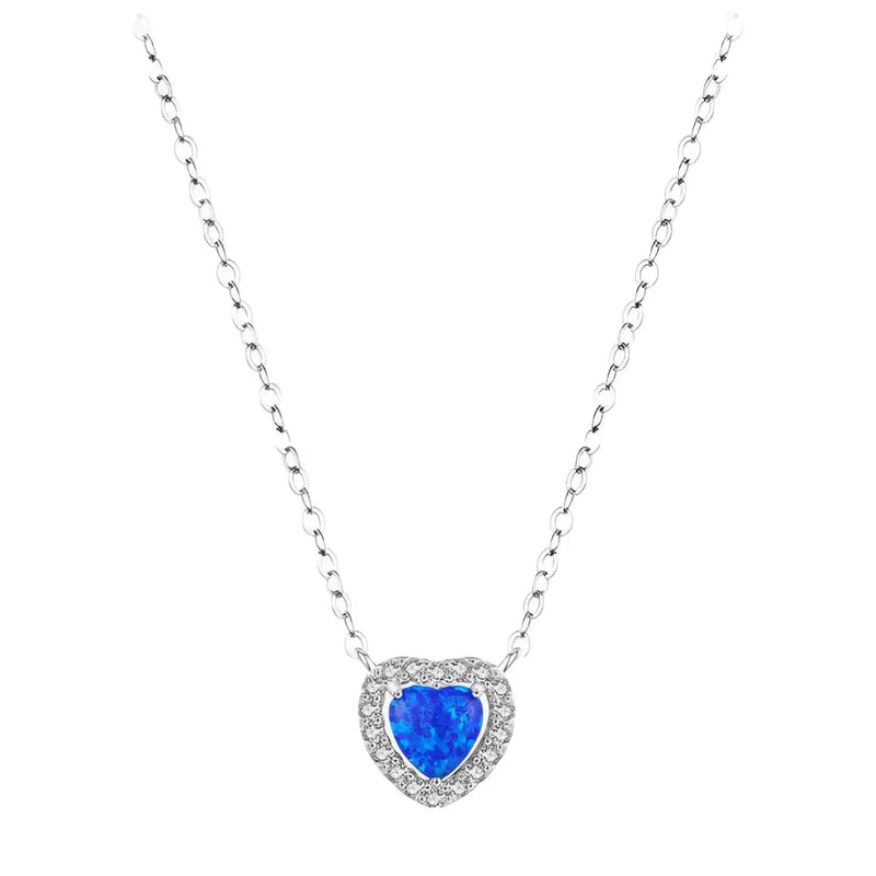Blaue Herz Halskette - Azure Halo Herz Charm Halskette