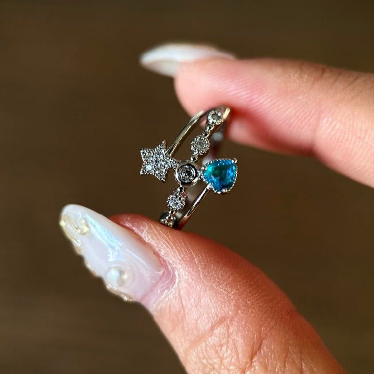 Blauer Herz-Stern-Ring