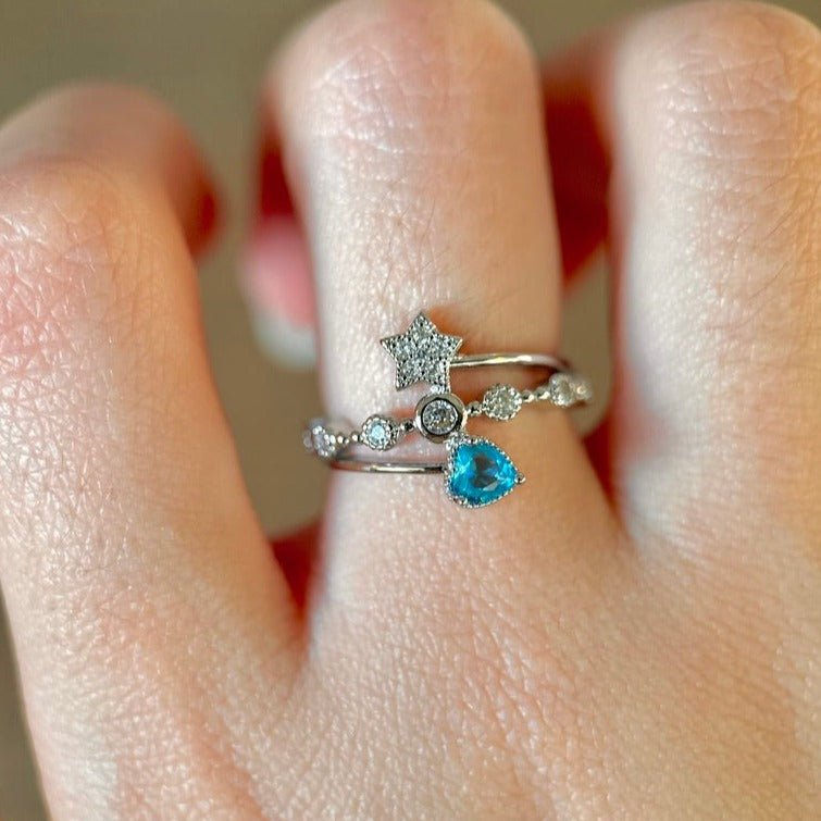 Blauer Herz-Stern-Ring