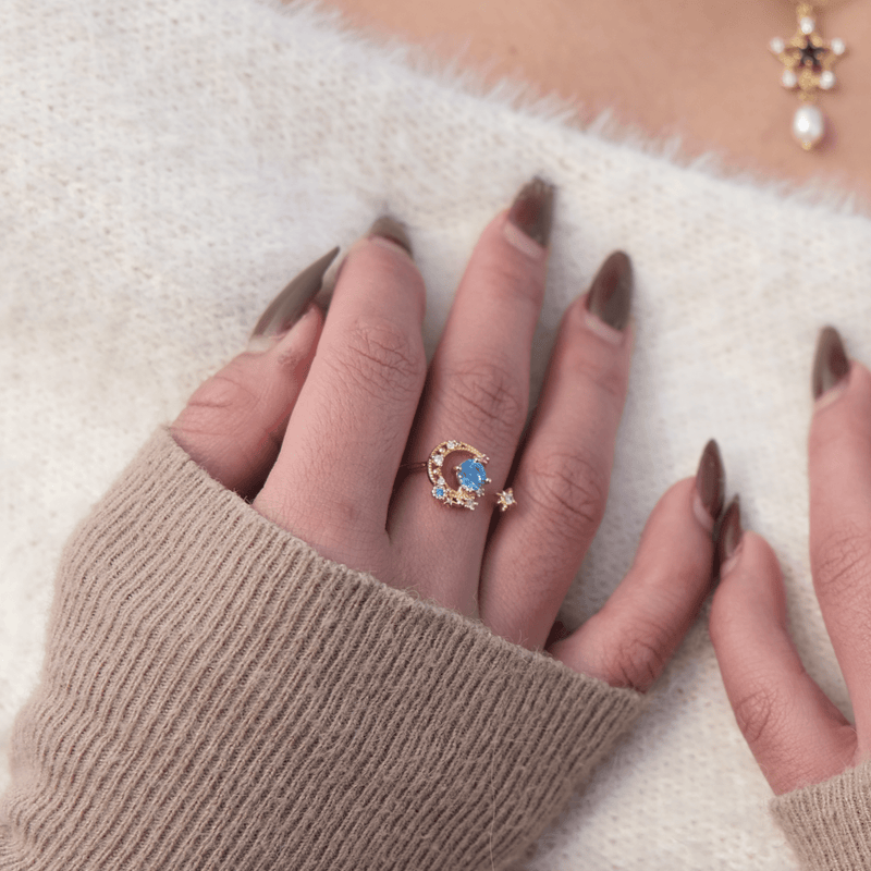 Blauer Mond- und Sternenring - Jodie