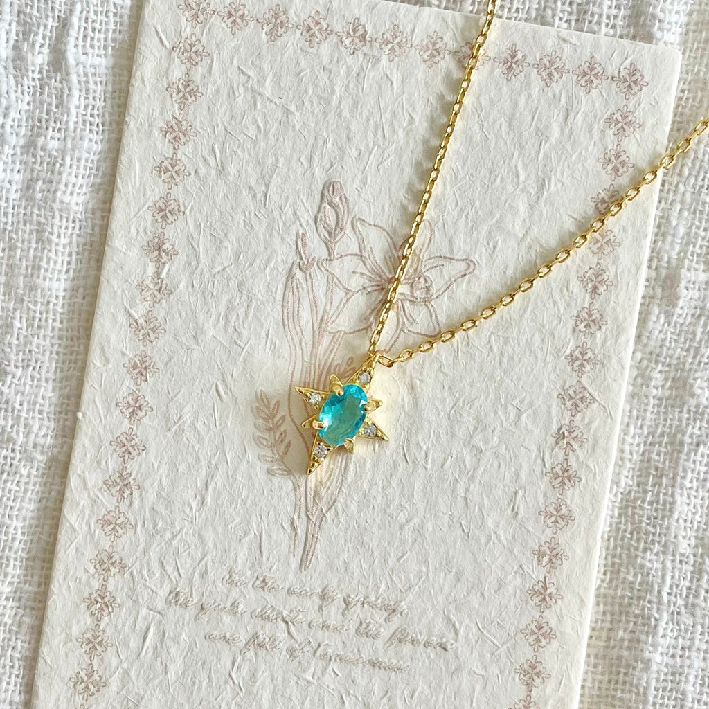 Blaue Polaris-Halskette (massives Silber)