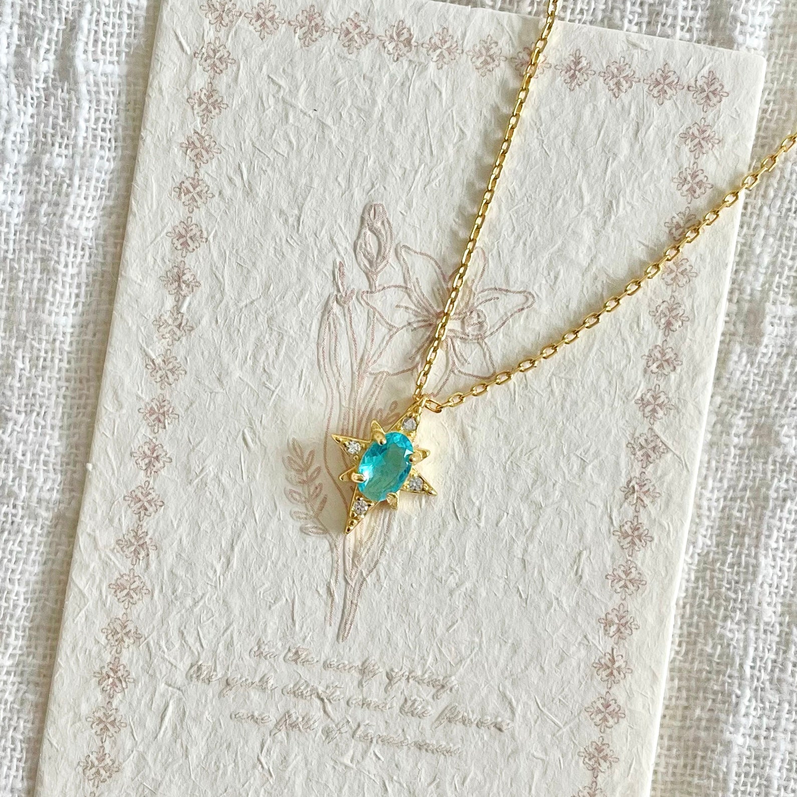 Blaue Polaris-Halskette (massives Silber)