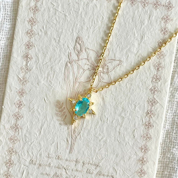 Blaue Polaris-Halskette (massives Silber)