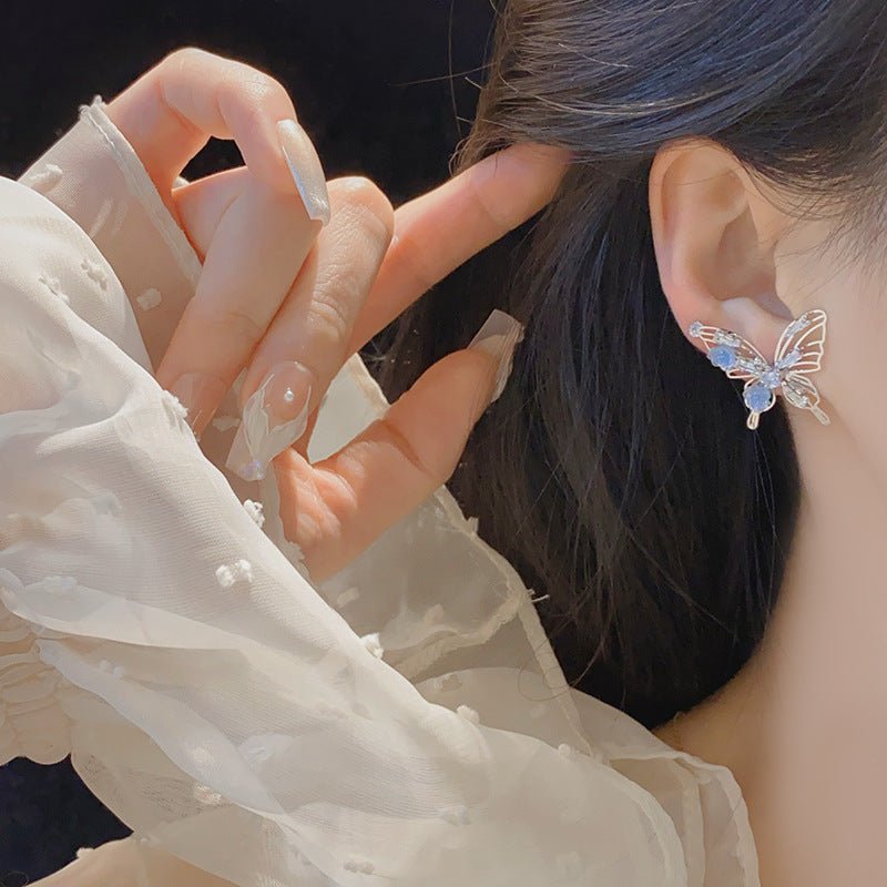 Blaue Rosen-Schmetterlings-Ohrringe