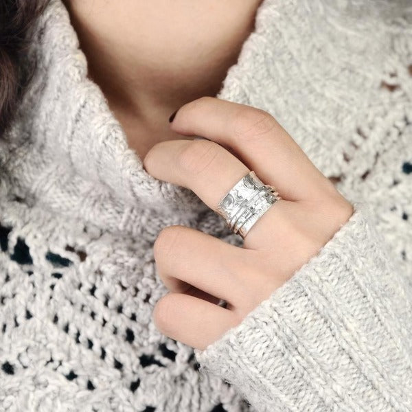 Boho Silber Drehender Sorgenring