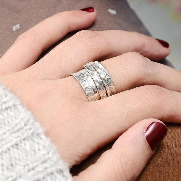 Boho Silber Drehender Sorgenring