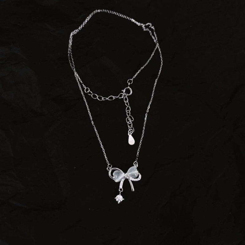 Schleifenhalskette (massives Silber) - Christine