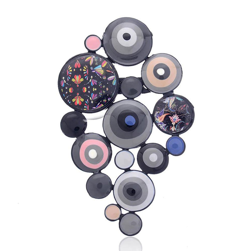 Einzigartige runde geometrische Broschennadeln aus Emaille