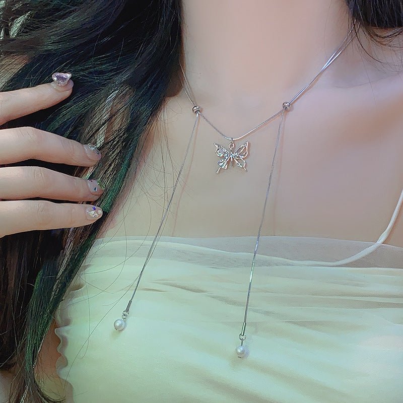 Chokerhalskette mit Schmetterlings-Kordelzug