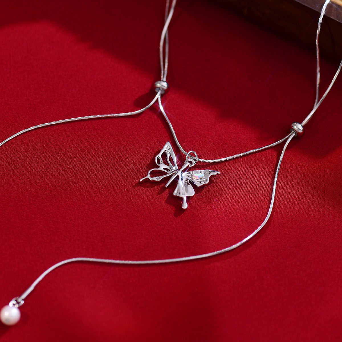 Chokerhalskette mit Schmetterlings-Kordelzug