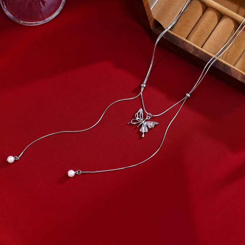 Chokerhalskette mit Schmetterlings-Kordelzug