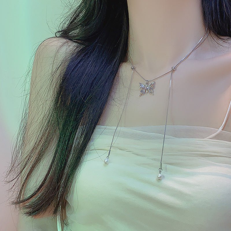 Chokerhalskette mit Schmetterlings-Kordelzug