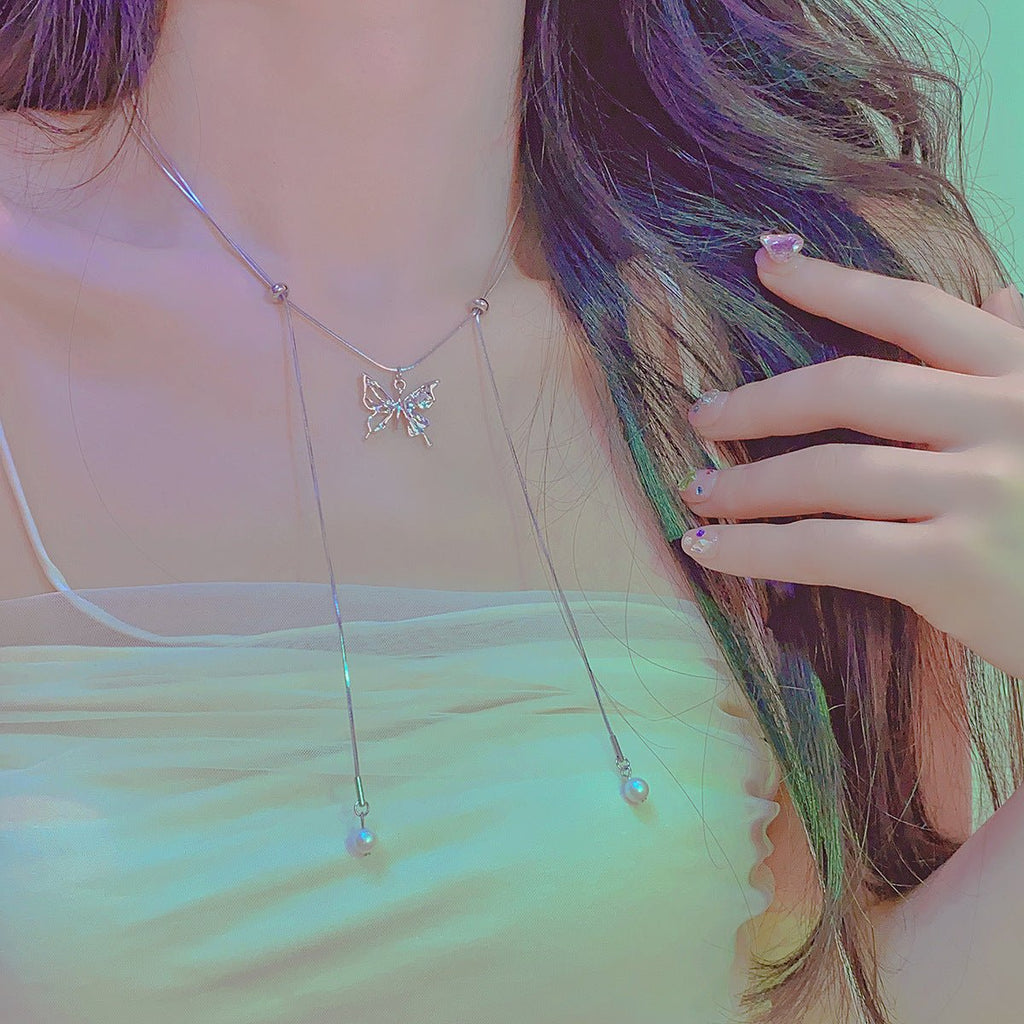 Chokerhalskette mit Schmetterlings-Kordelzug