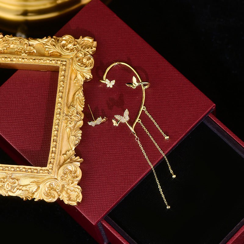 Schmetterlingsohrring und Ohrklemme - Marcie