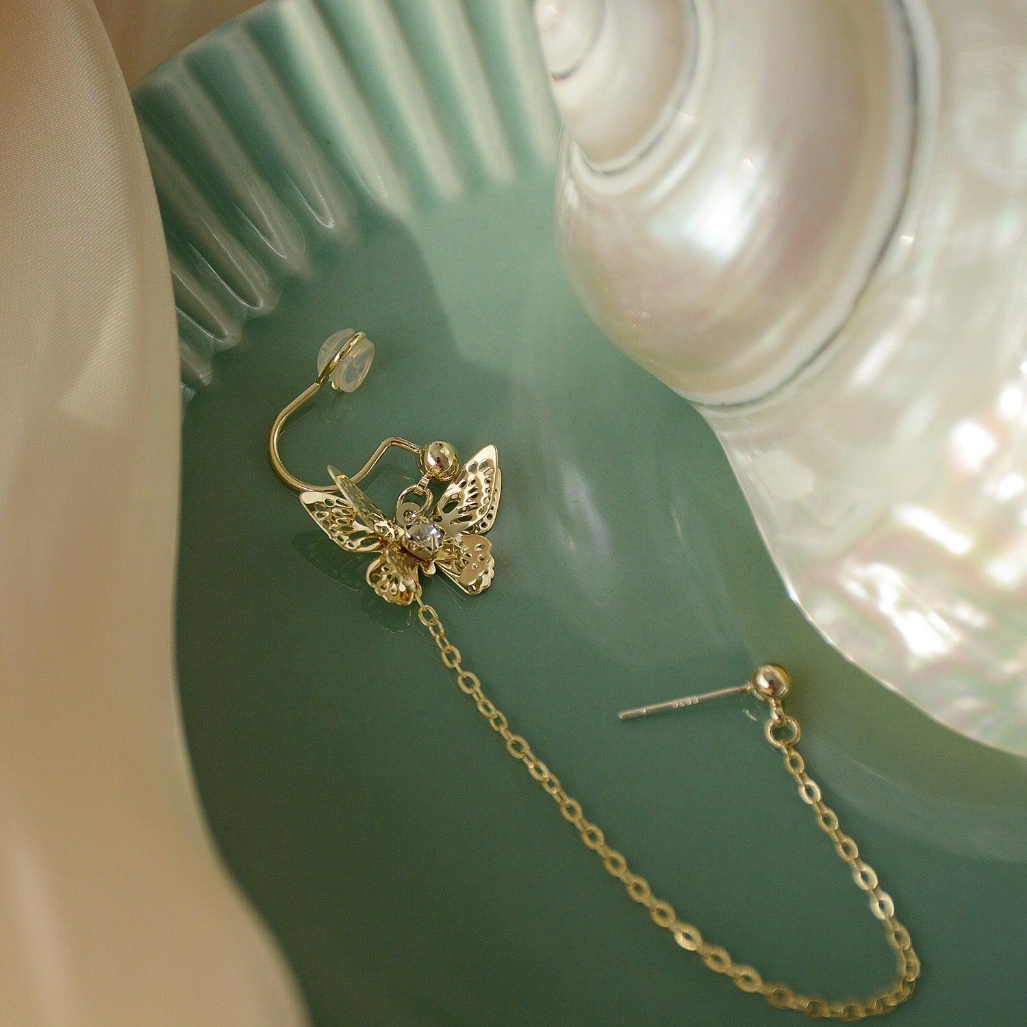 Schmetterlingsohrring & Ohrklemme - Evelyn