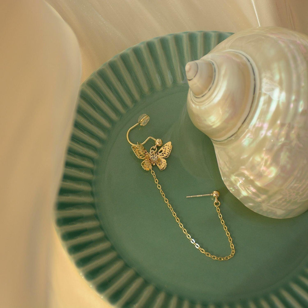Schmetterlingsohrring & Ohrklemme - Evelyn