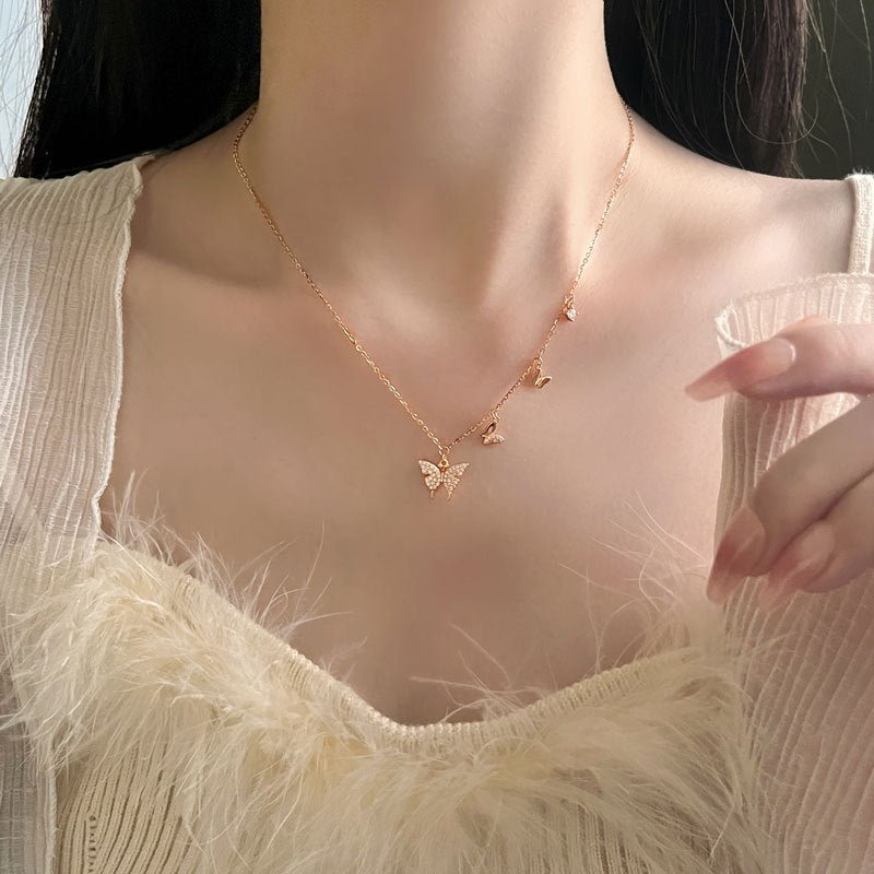 Schmetterlingshalskette (massives Silber)