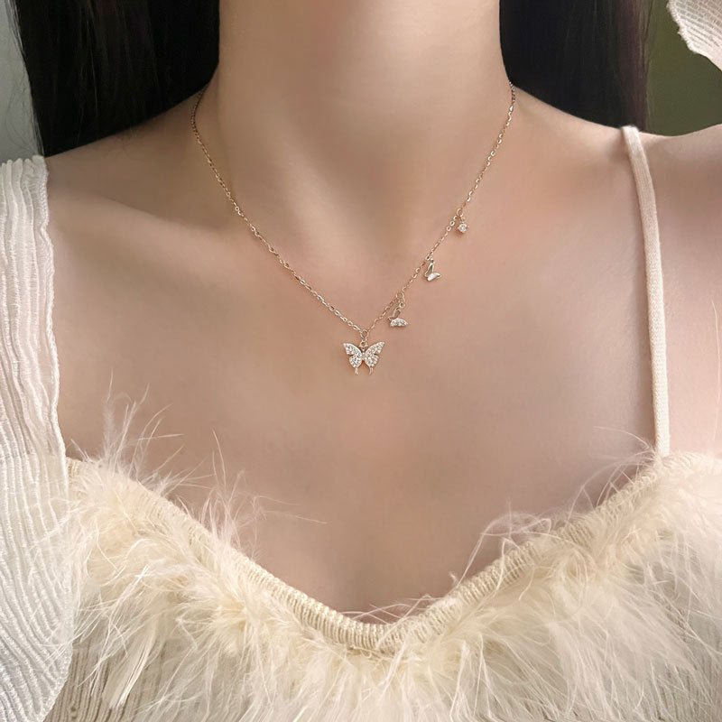 Schmetterlingshalskette (massives Silber)