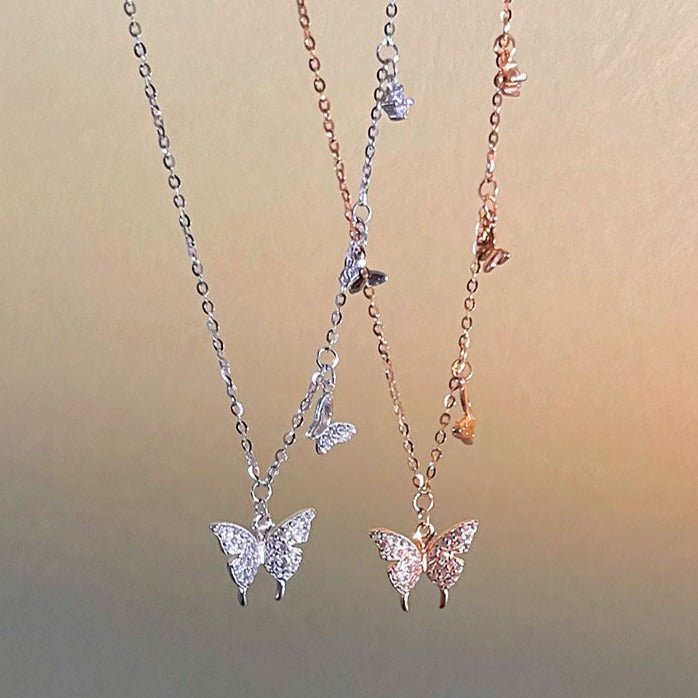 Schmetterlingshalskette (massives Silber)