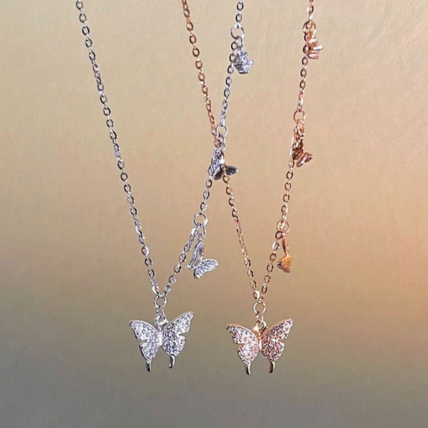 Schmetterlingshalskette (massives Silber)