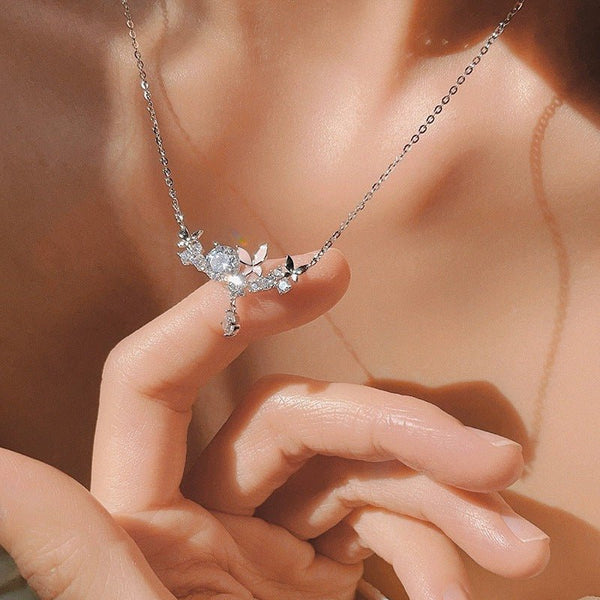 Schmetterlingskette (massives Silber) - Janice