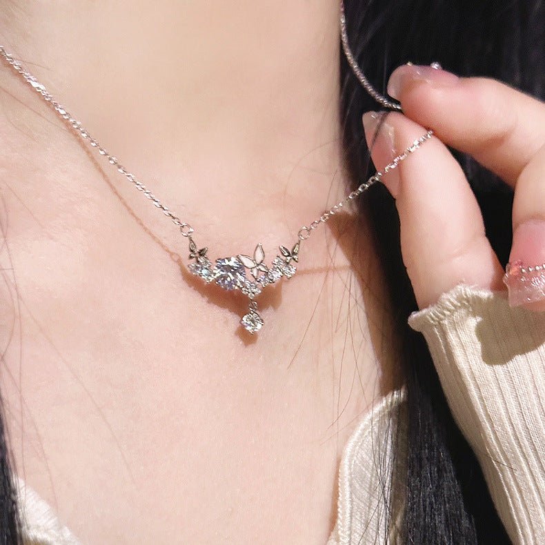 Schmetterlingskette (massives Silber) - Janice