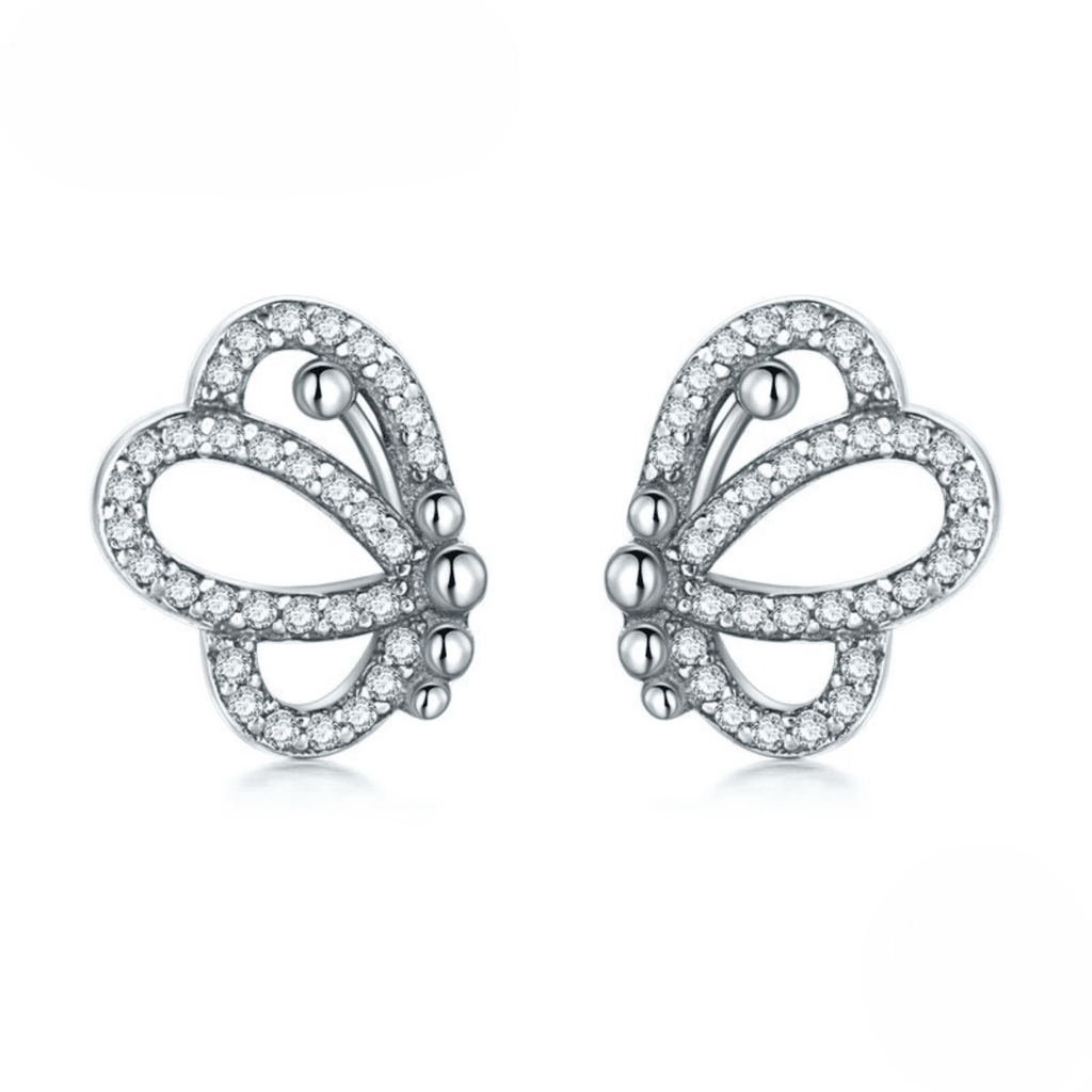 Funkelnde Schmetterlings-Silberohrringe