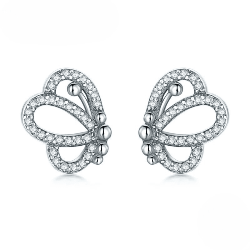 Funkelnde Schmetterlings-Silberohrringe