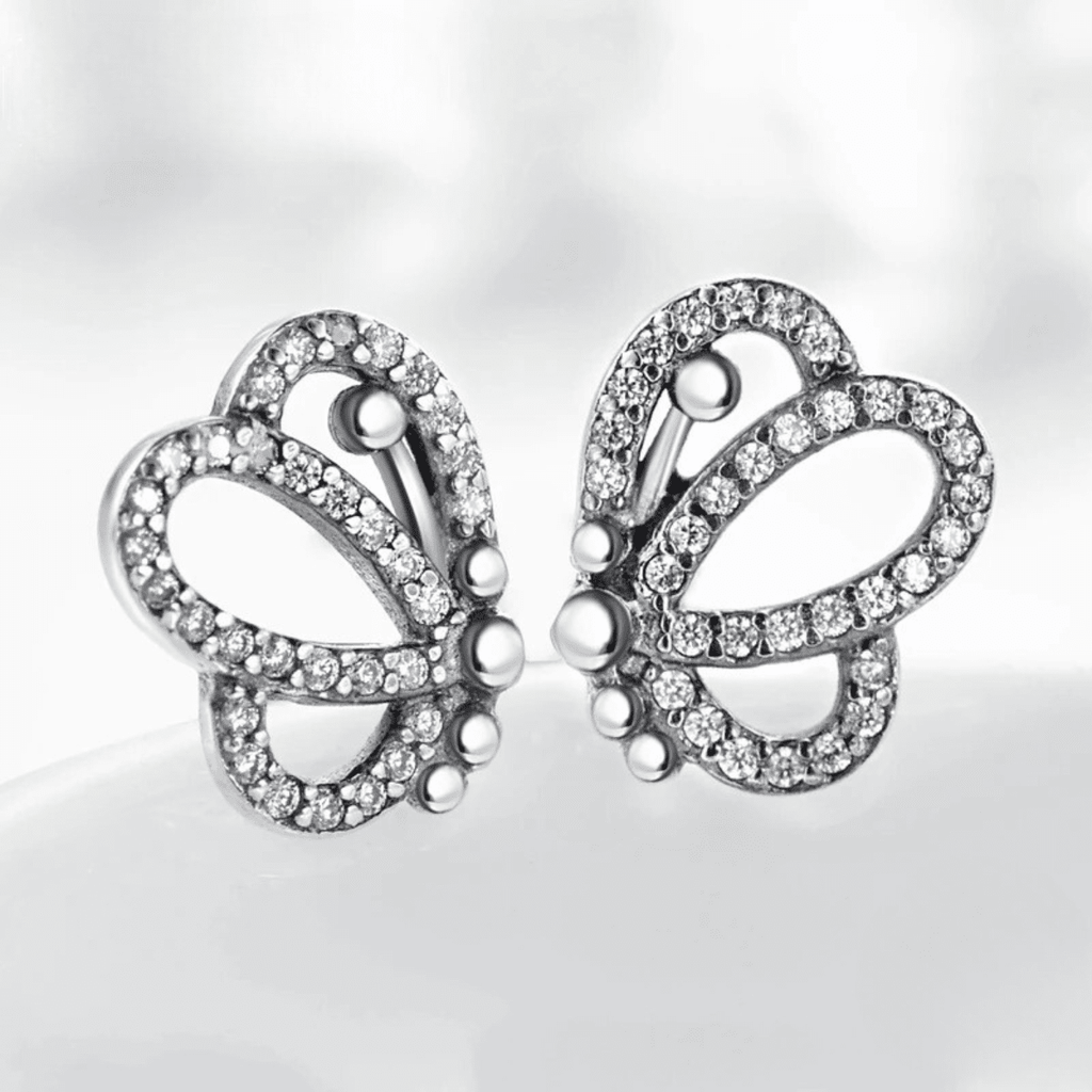 Funkelnde Schmetterlings-Silberohrringe