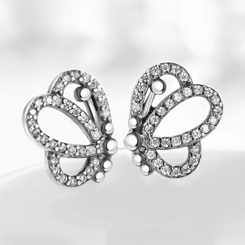 Funkelnde Schmetterlings-Silberohrringe