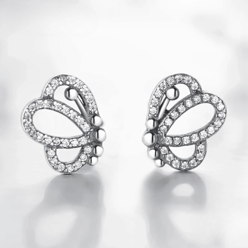 Funkelnde Schmetterlings-Silberohrringe