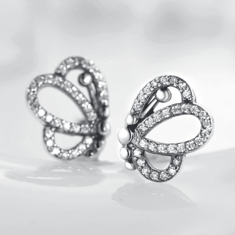 Funkelnde Schmetterlings-Silberohrringe