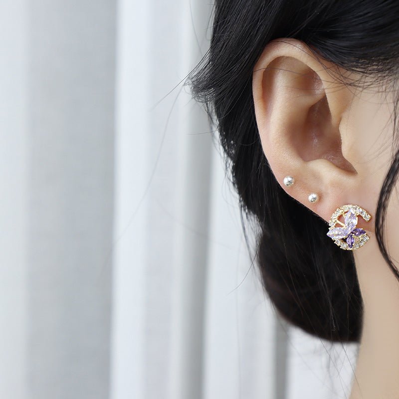 Schmetterling Ohrstecker - Flieder