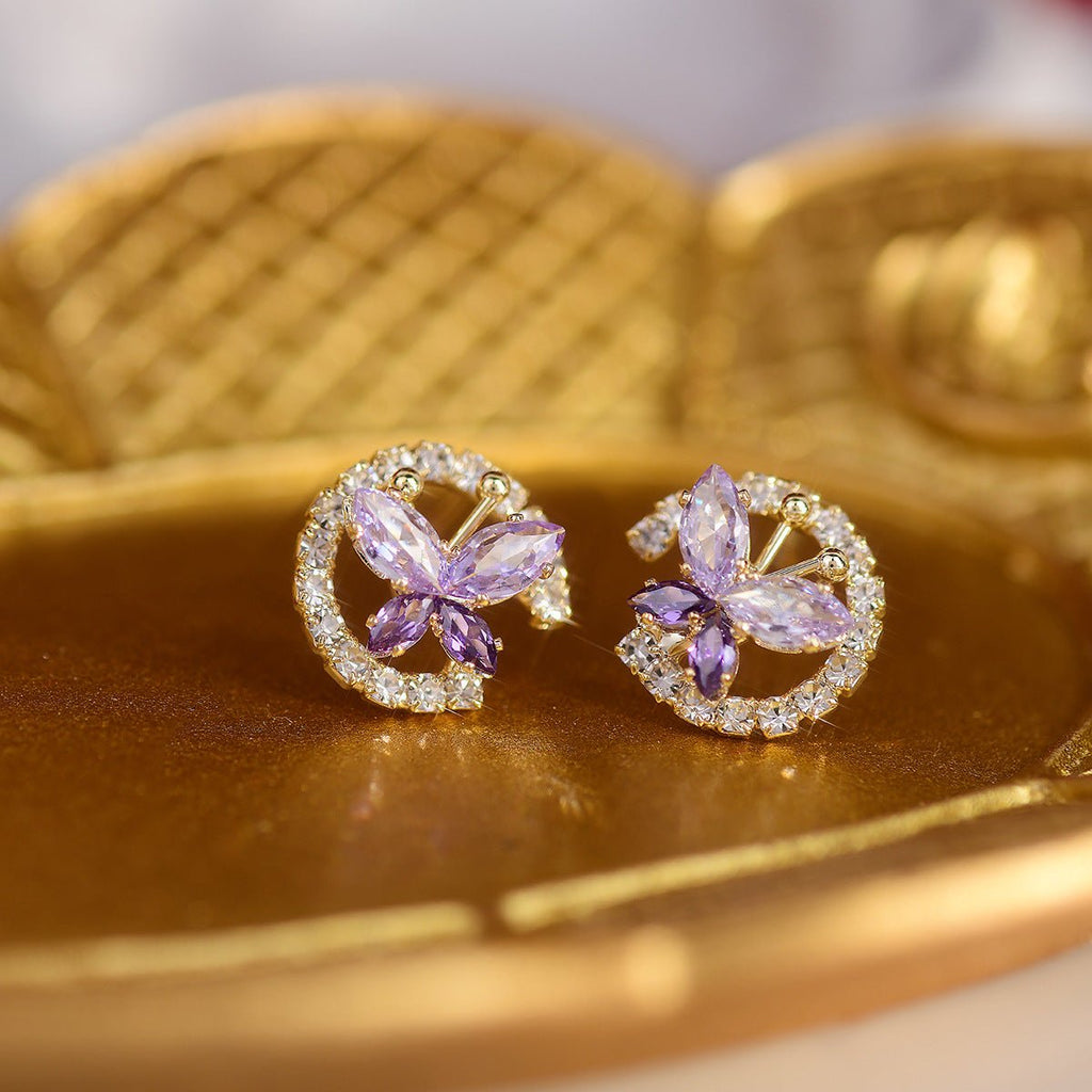 Schmetterling Ohrstecker - Flieder