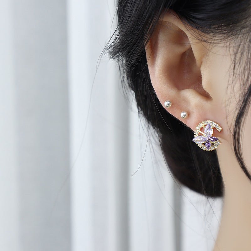 Schmetterling Ohrstecker - Flieder